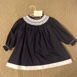 NWT The Beaufort Bonnet Company 18-24m navy smocked dress